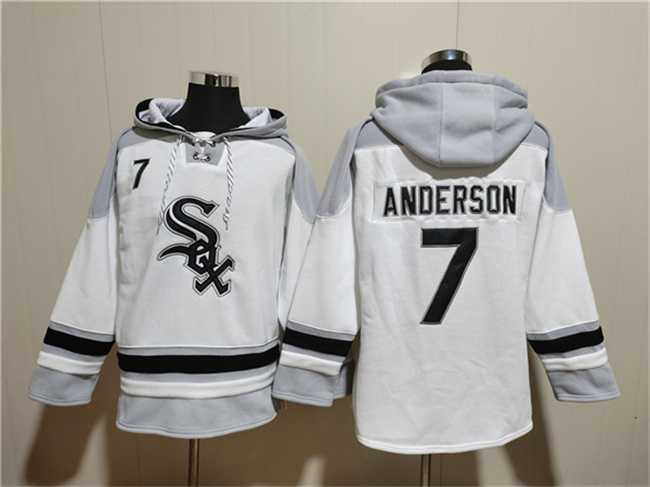 Men's Chicago White Sox #7 Tim Anderson White Ageless Must-Have Lace-Up Pullover Hoodie,We sell and wholesale Men's Chicago White Sox #7 Tim Anderson White Ageless Must-Have Lace-Up Pullover Hoodie on line form chian!